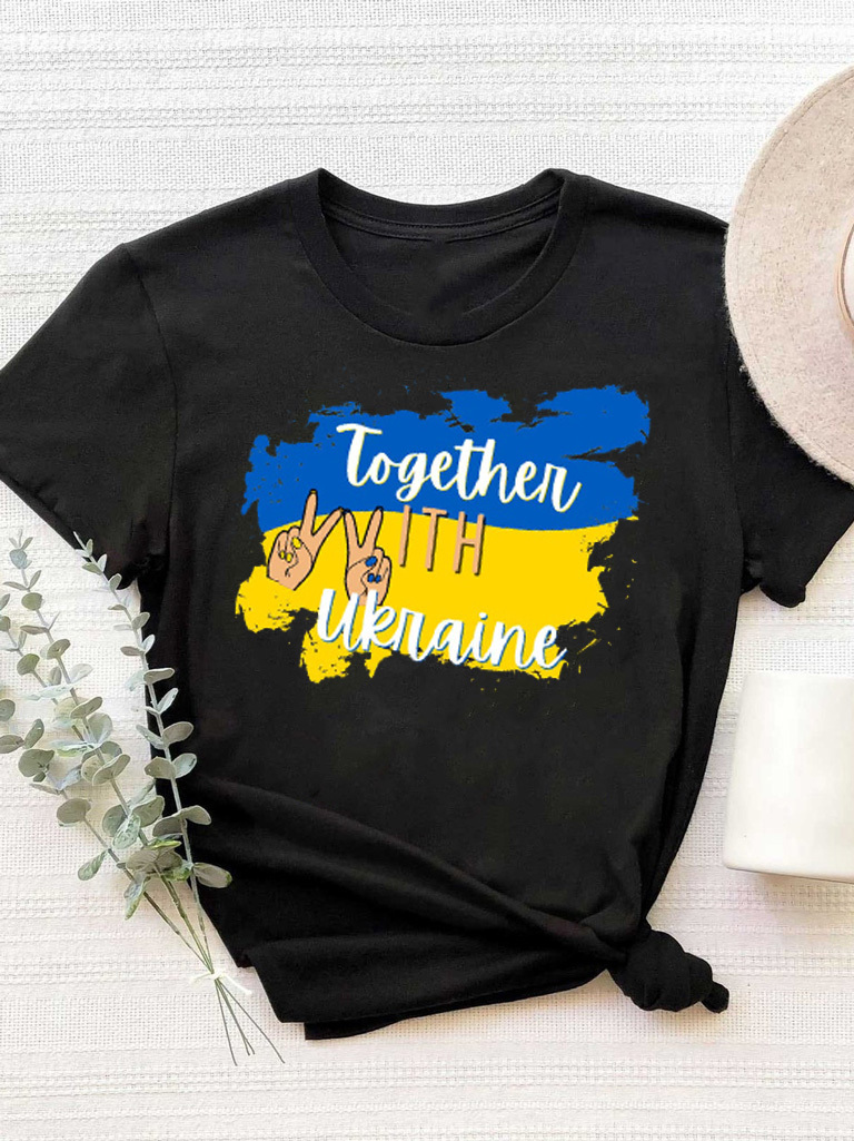 Футболка чоловіча чорна Together with Ukraine