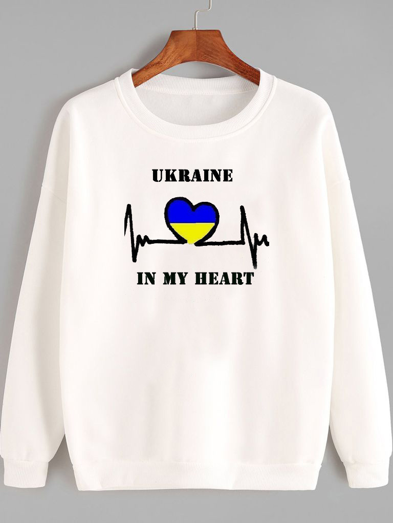 Світшот жіночий білий Ukraine in my heart-2