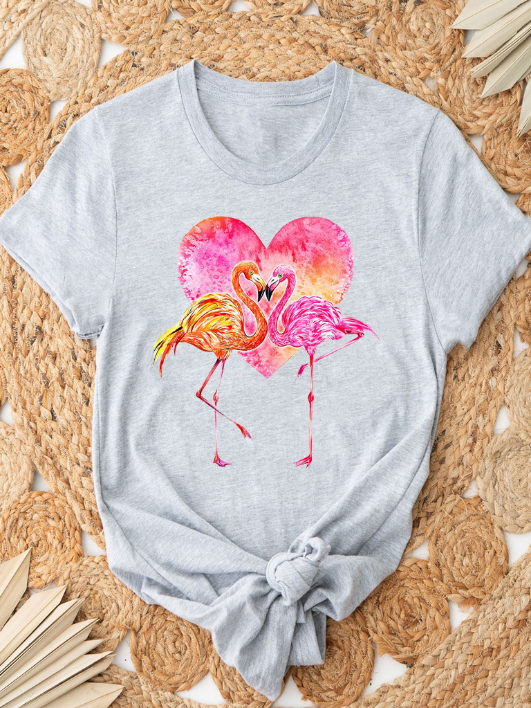 Футболка жіноча сіра Flamingo love