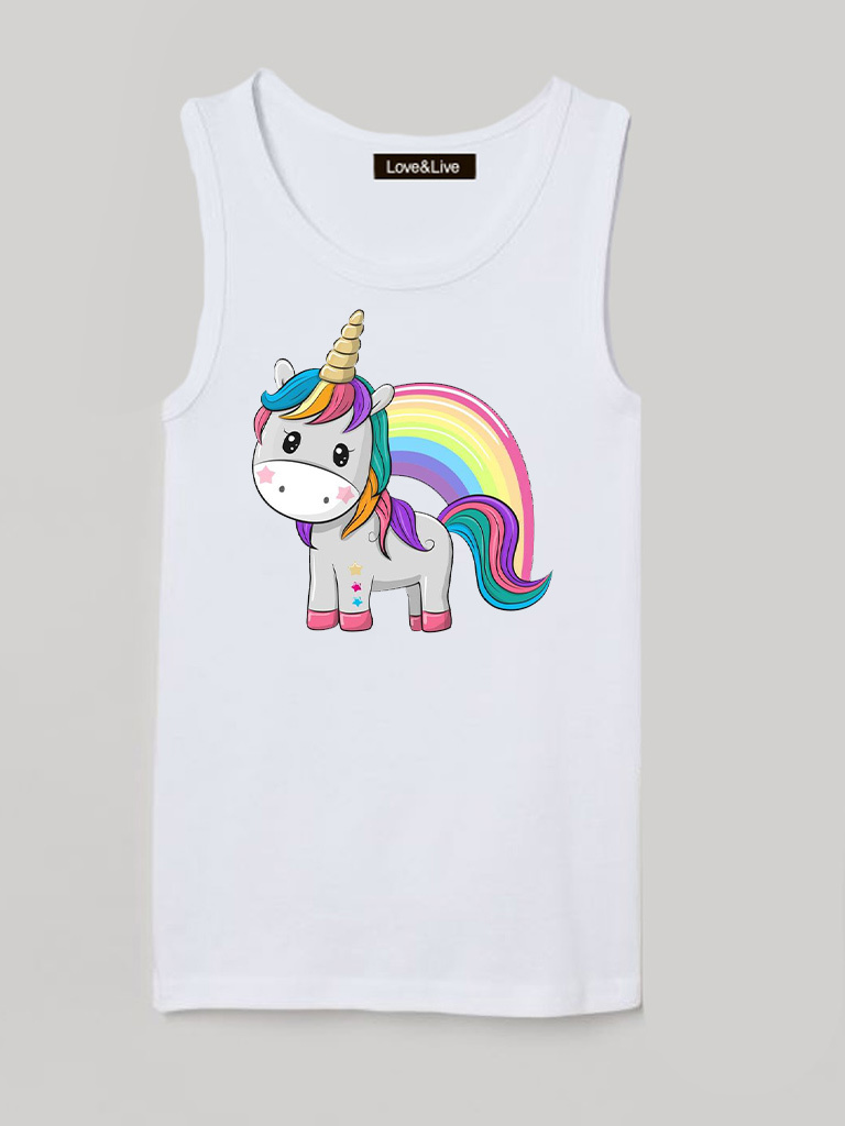 Майка дитяча біла Rainbow unicorn