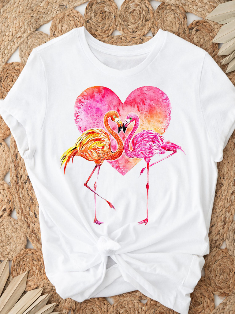 Футболка жіноча біла Flamingo love