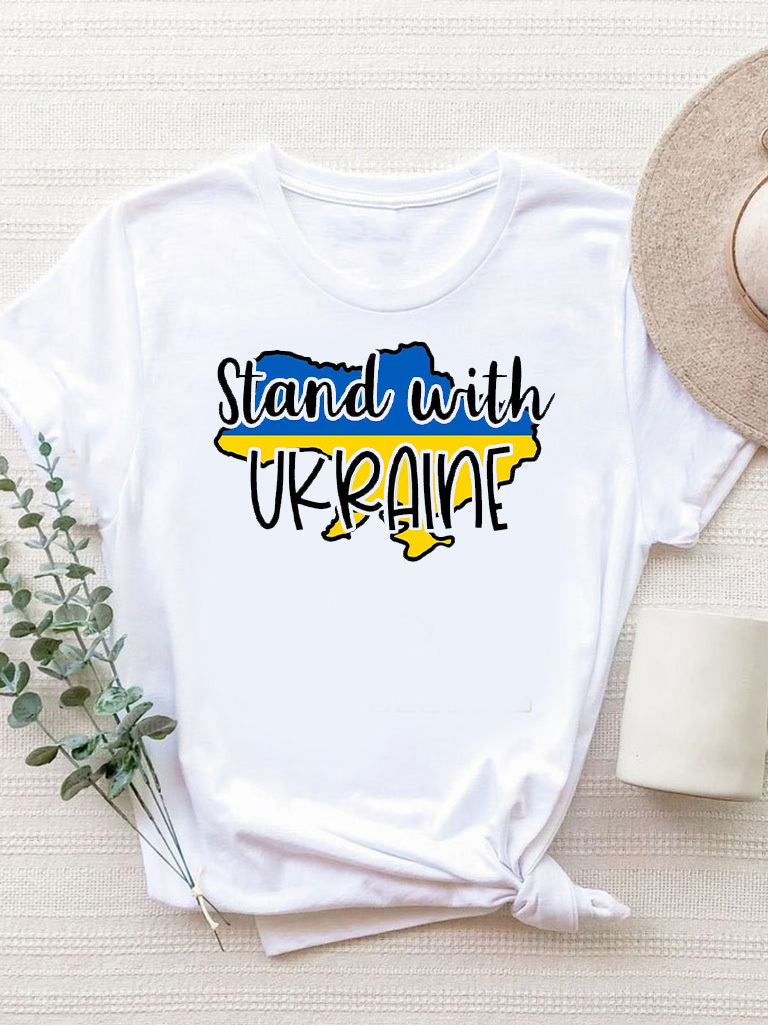 Футболка жіноча біла Stand with UA