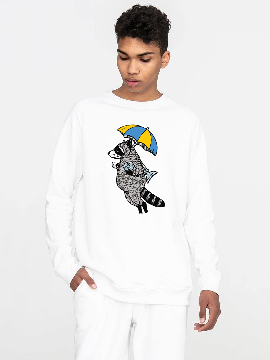 Світшот чоловічий білий Fashion raccoon UA