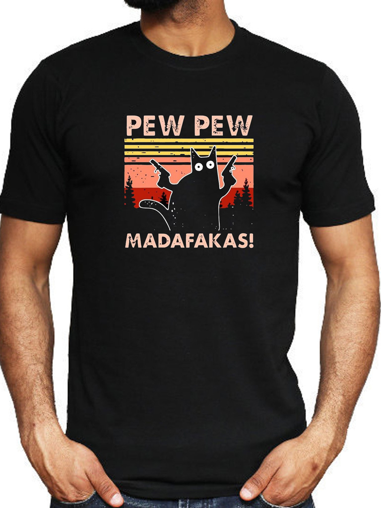 Футболка чоловіча чорна Pew pew madafakas 