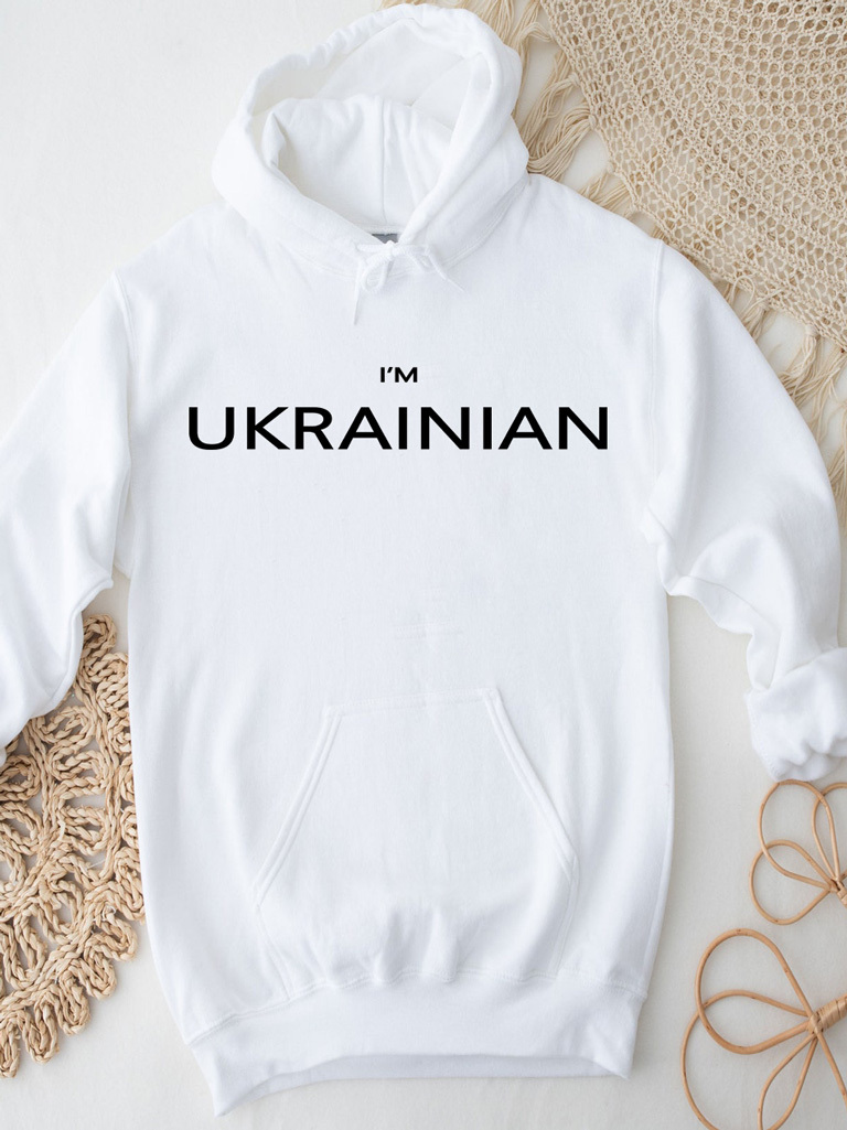 Худі жіноче біле I am Ukrainian