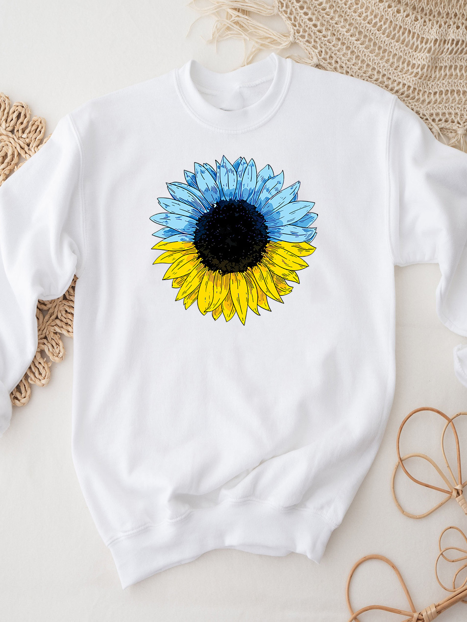 Світшот чоловічий білий Patriotic sunflower