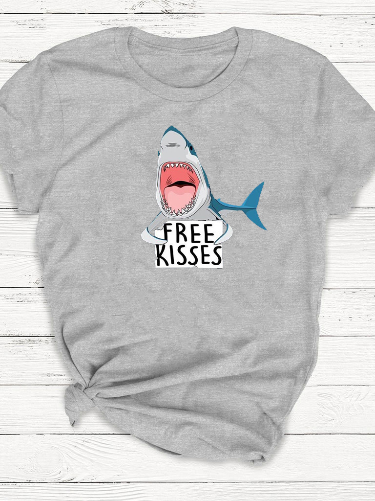 Футболка чоловіча сіра Free Shark Kiss