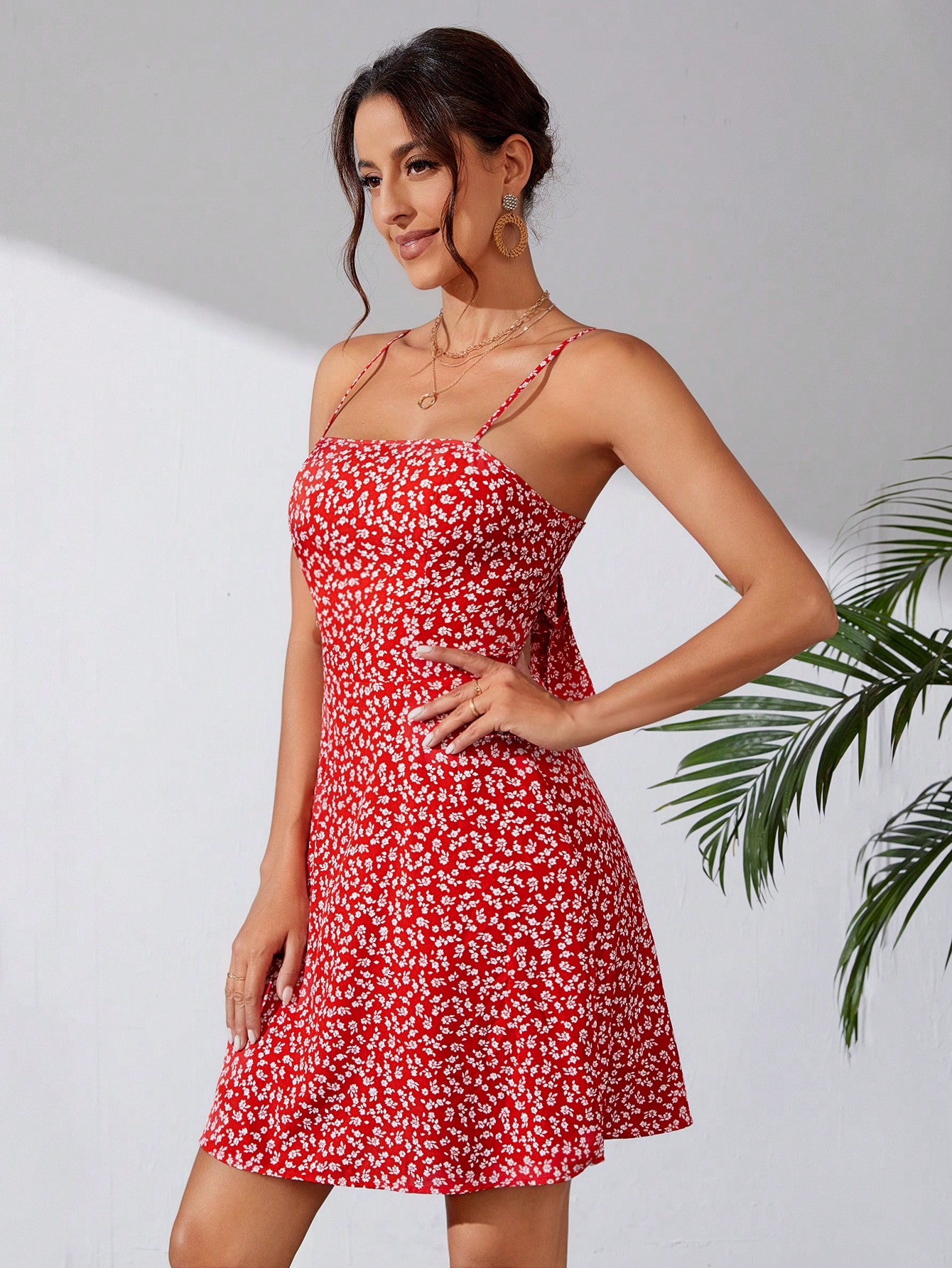 Tall Women'S Spaghetti Strap Floral Print Sundress