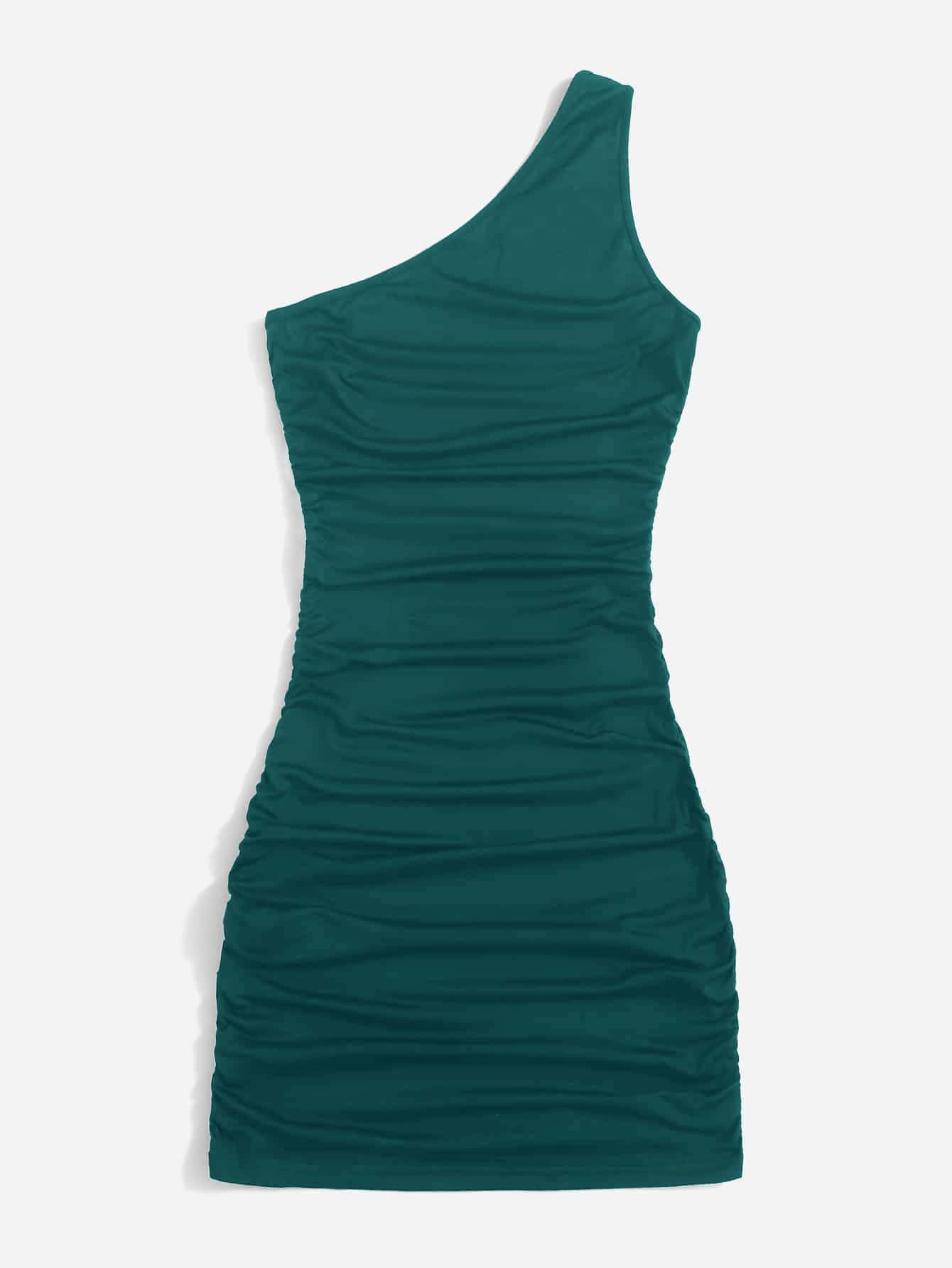 One Shoulder Ruched Bodycon Dress