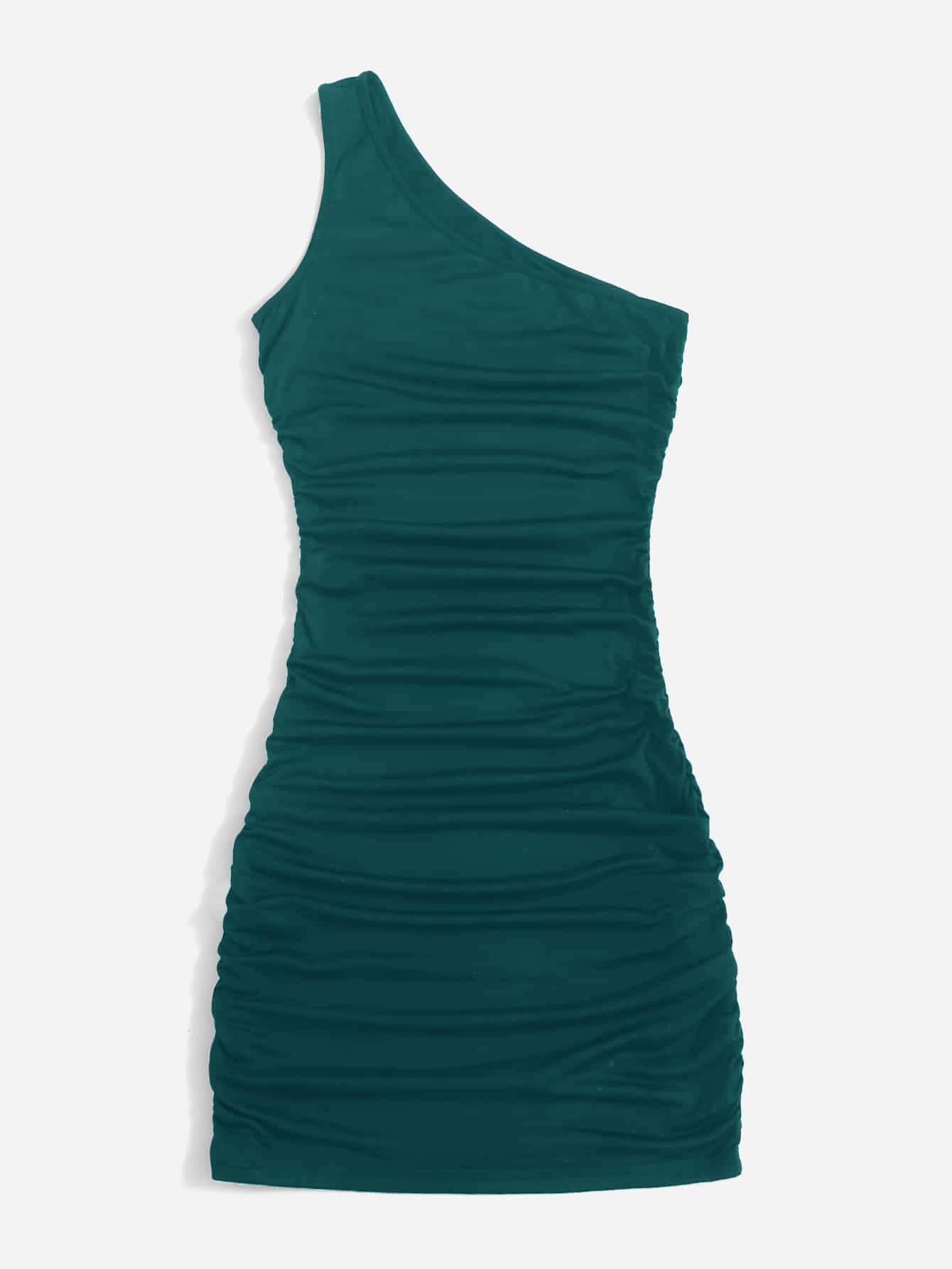 One Shoulder Ruched Bodycon Dress