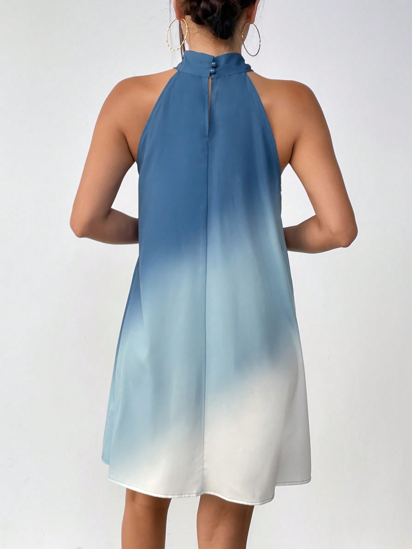 Spring Break Halter Neck Blue Gradient Dress