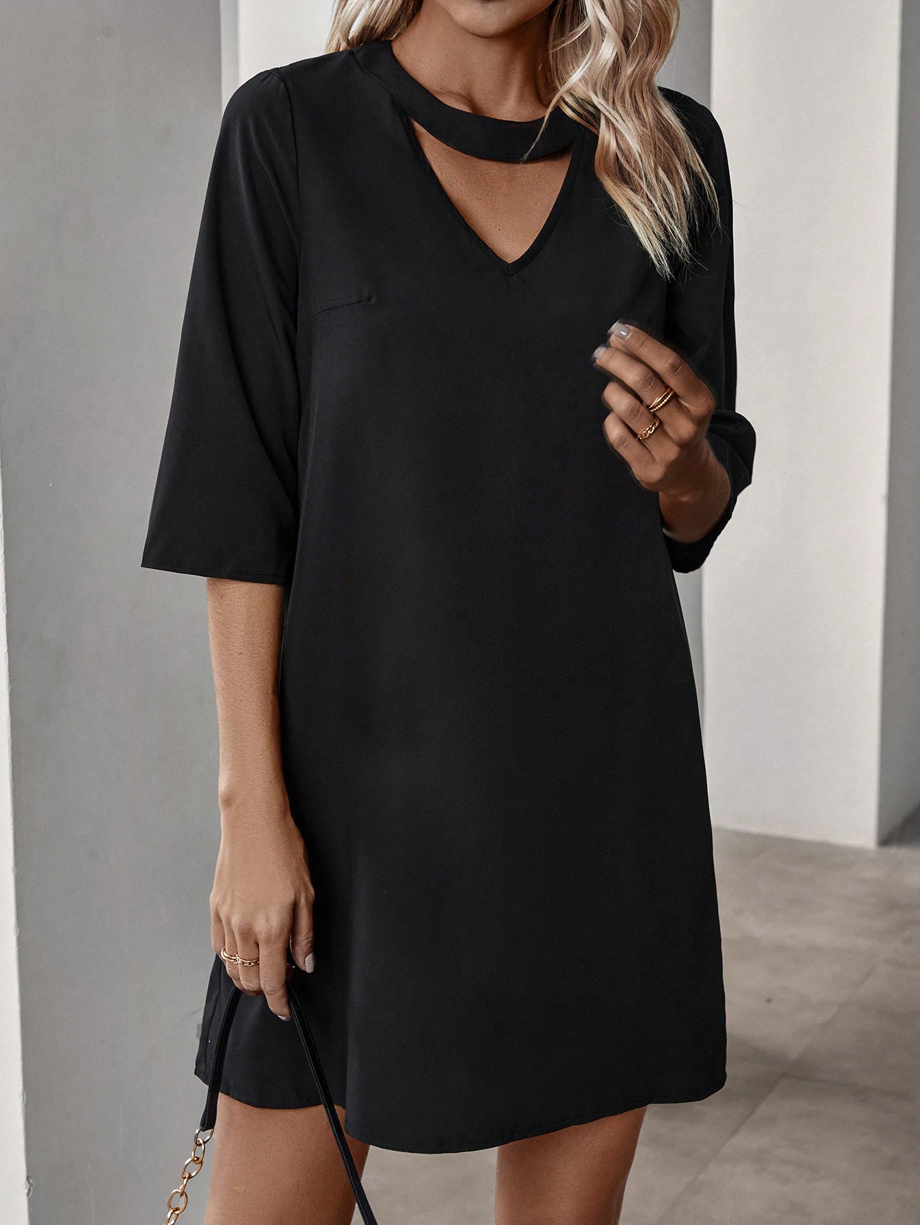 Black Choker Neckline Dress