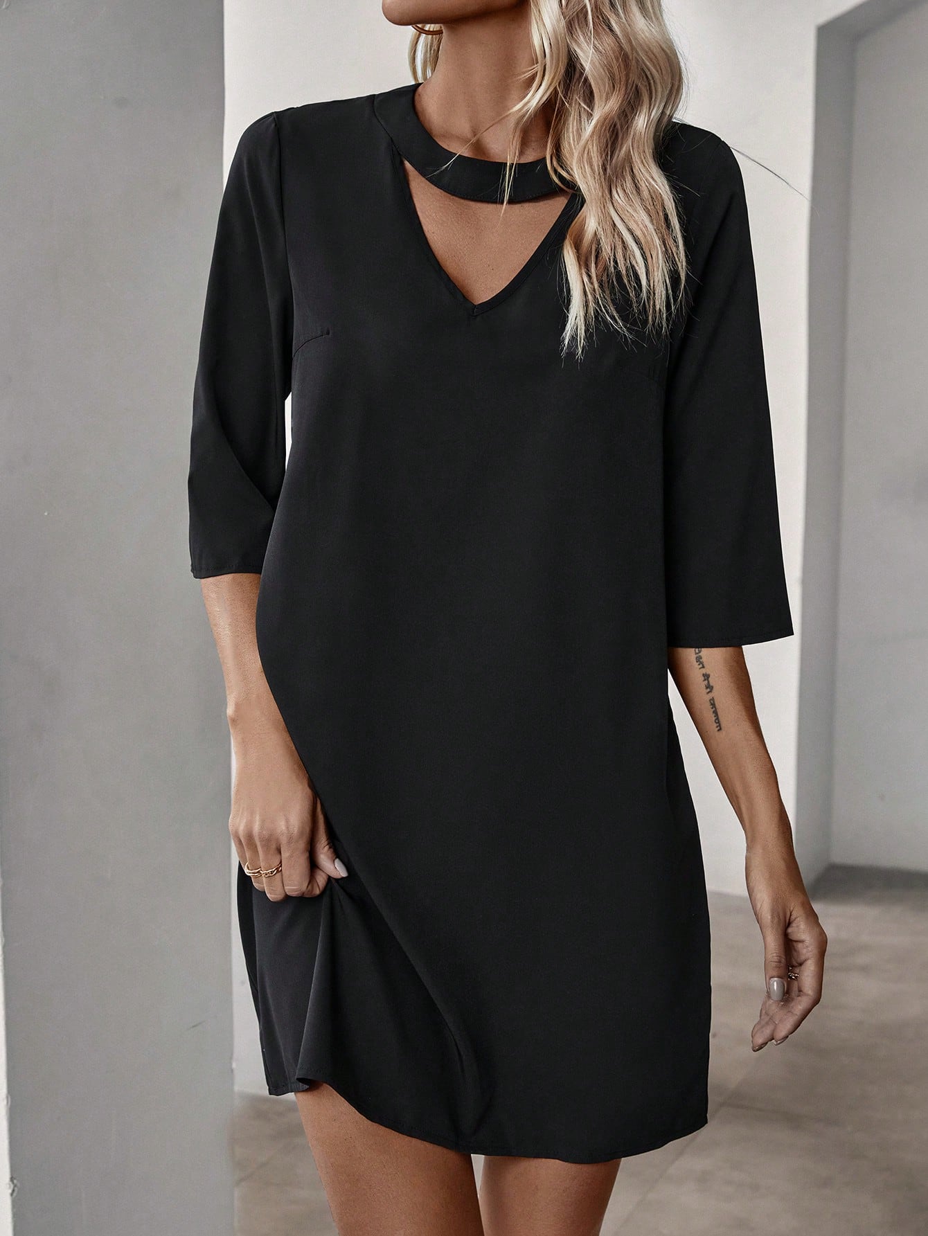 Black Choker Neckline Dress