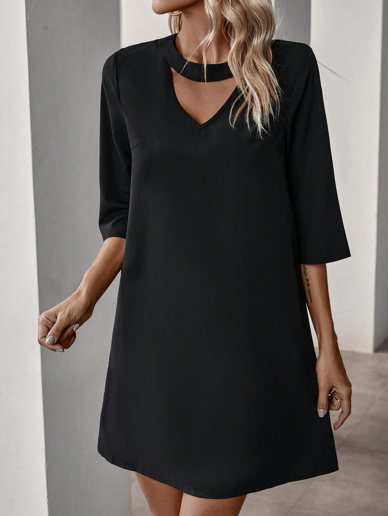 Black Choker Neckline Dress