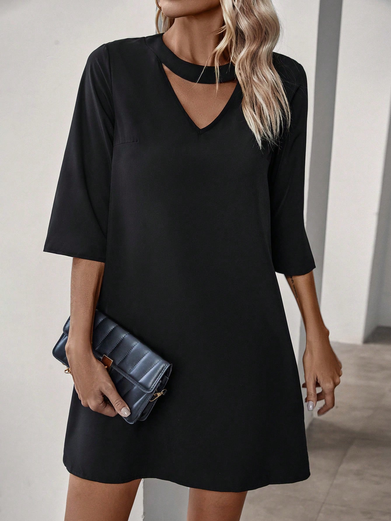 Black Choker Neckline Dress