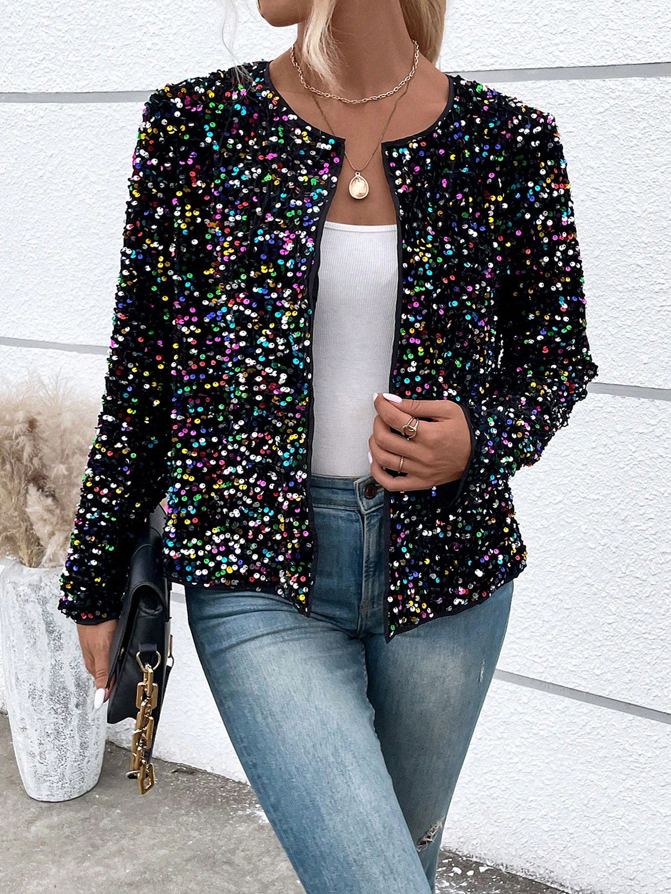 Open Front Sequin Jacket