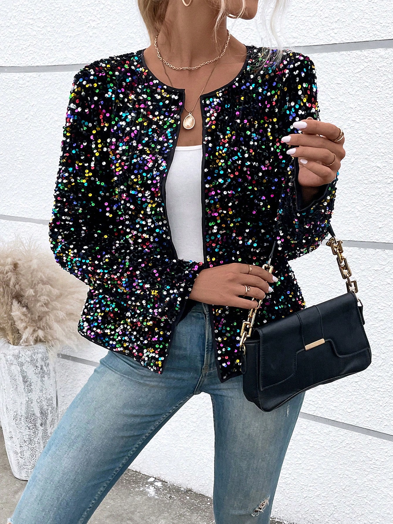 Open Front Sequin Jacket