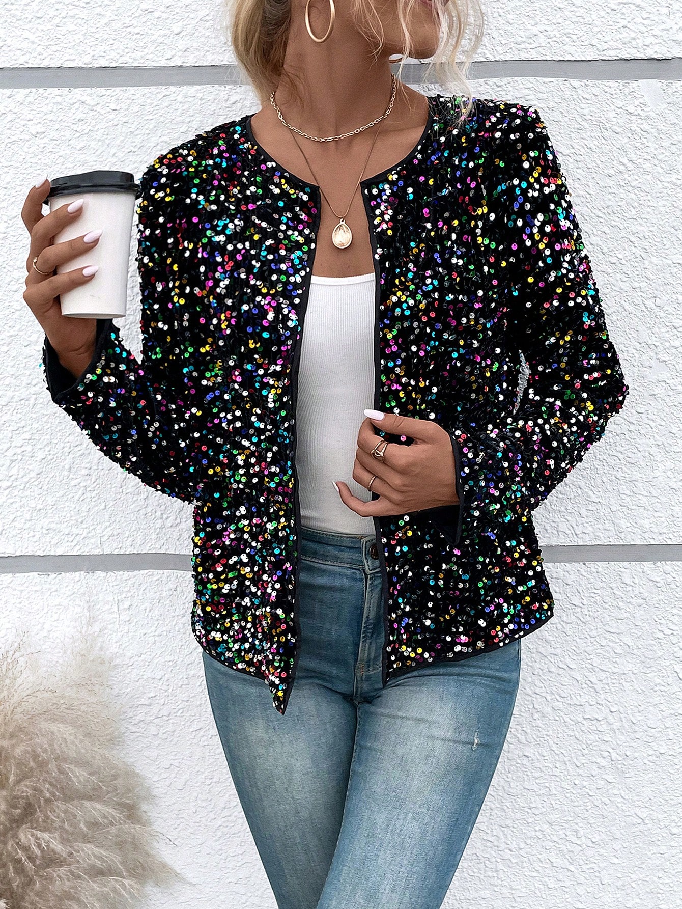 Open Front Sequin Jacket