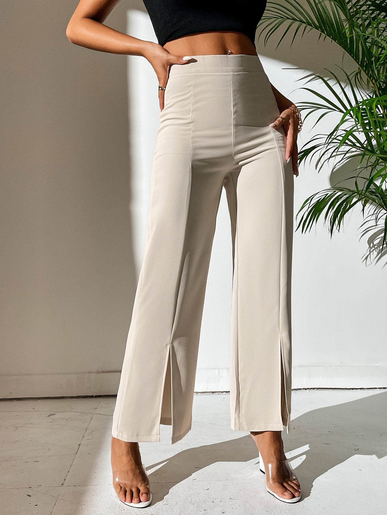 PETITE Split Hem Straight Leg Dress Pants