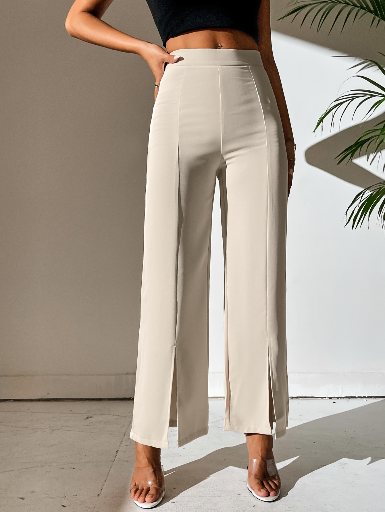 PETITE Split Hem Straight Leg Dress Pants