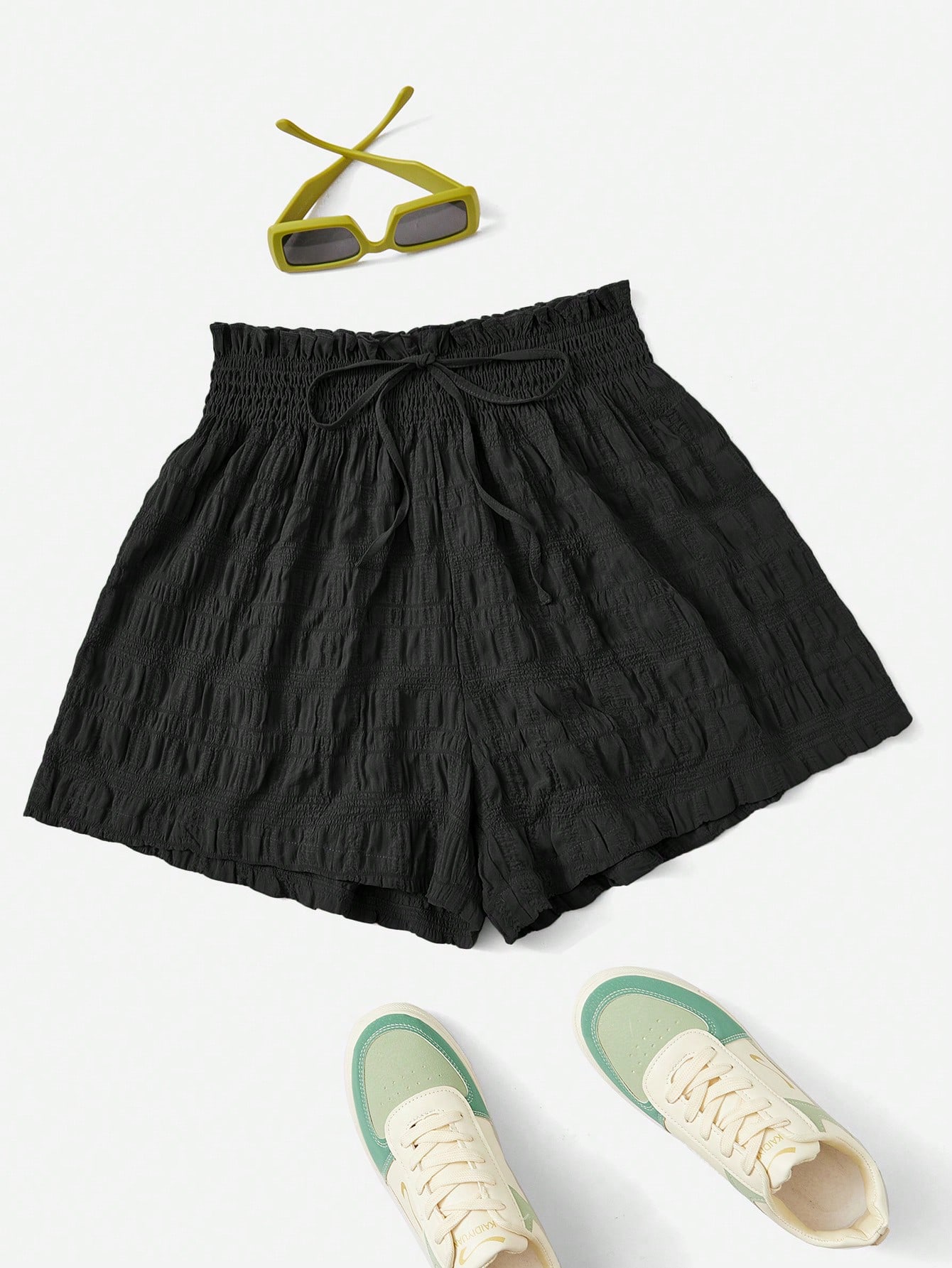 Summer Outfits Solid Tie Front Shorts