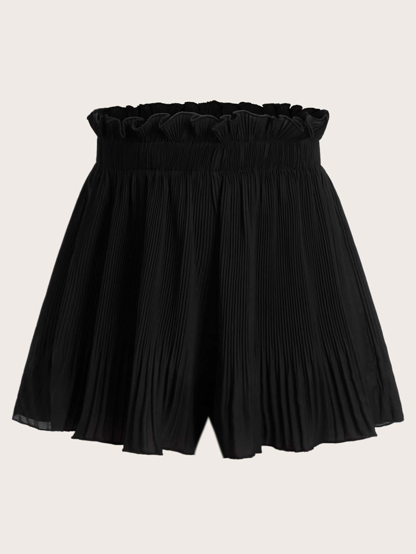 Ruffle Waist Pleated Shorts