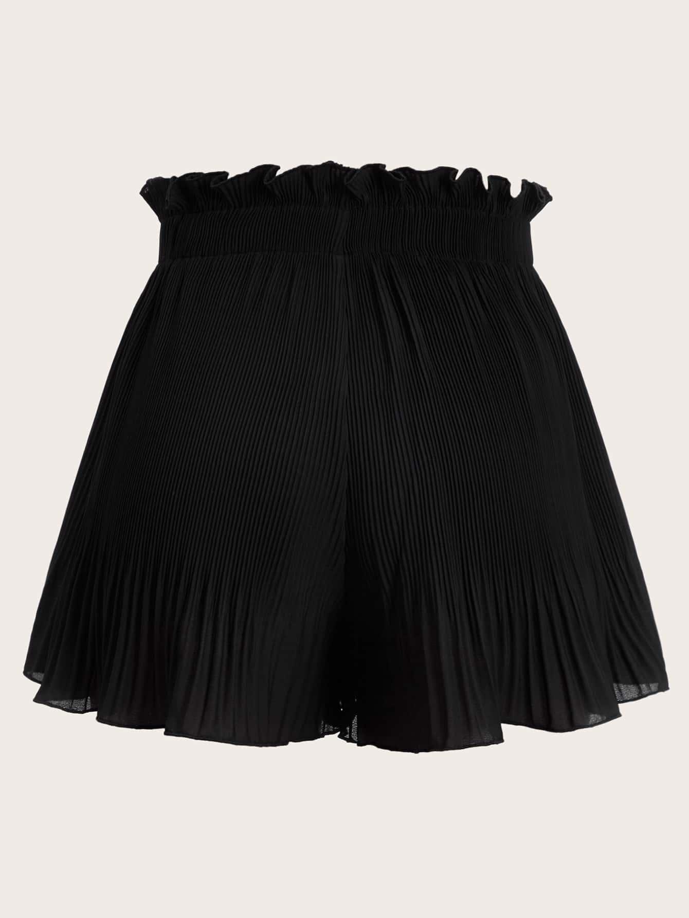 Ruffle Waist Pleated Shorts