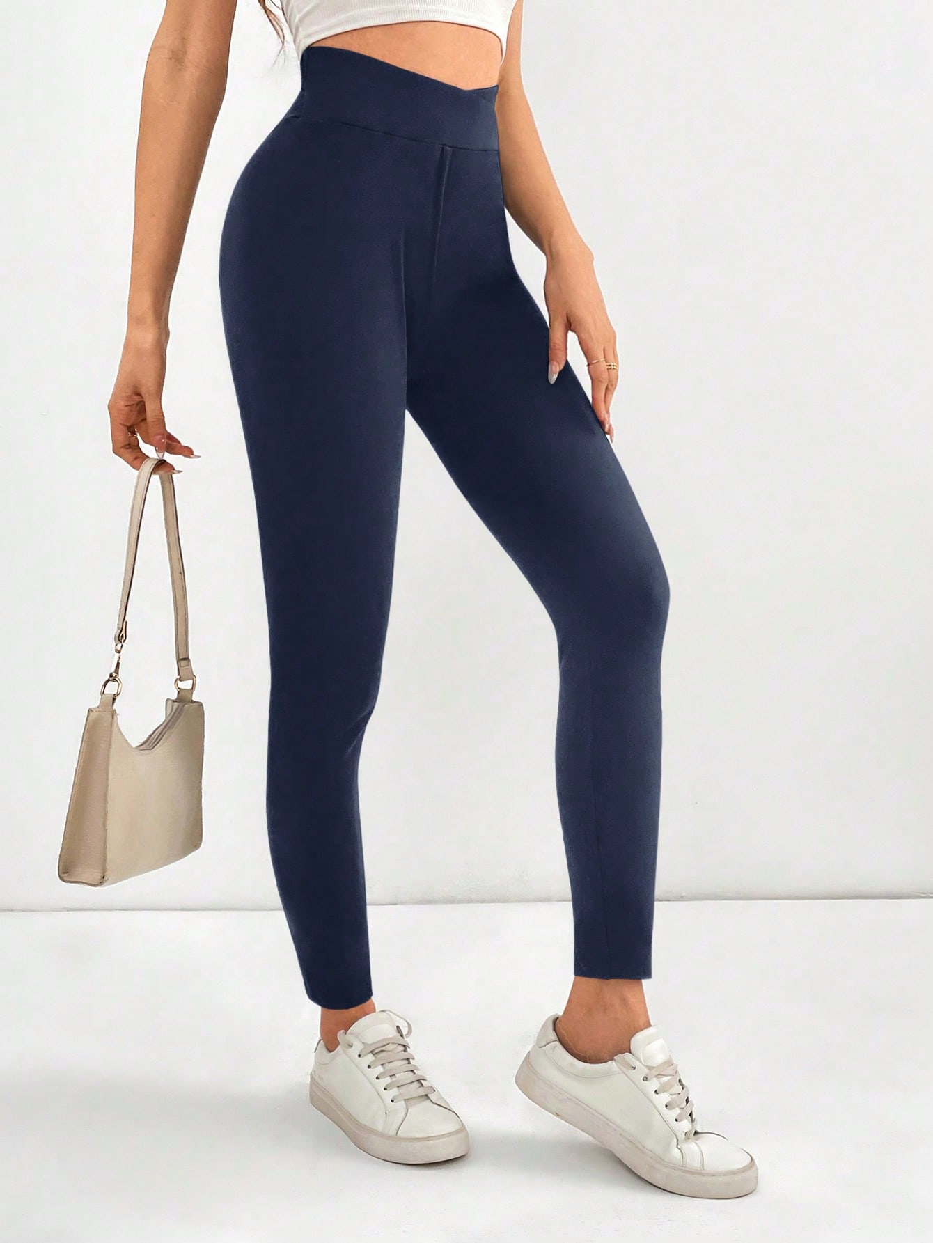 Tall High Waisted Leggings With V-Cut Waistband