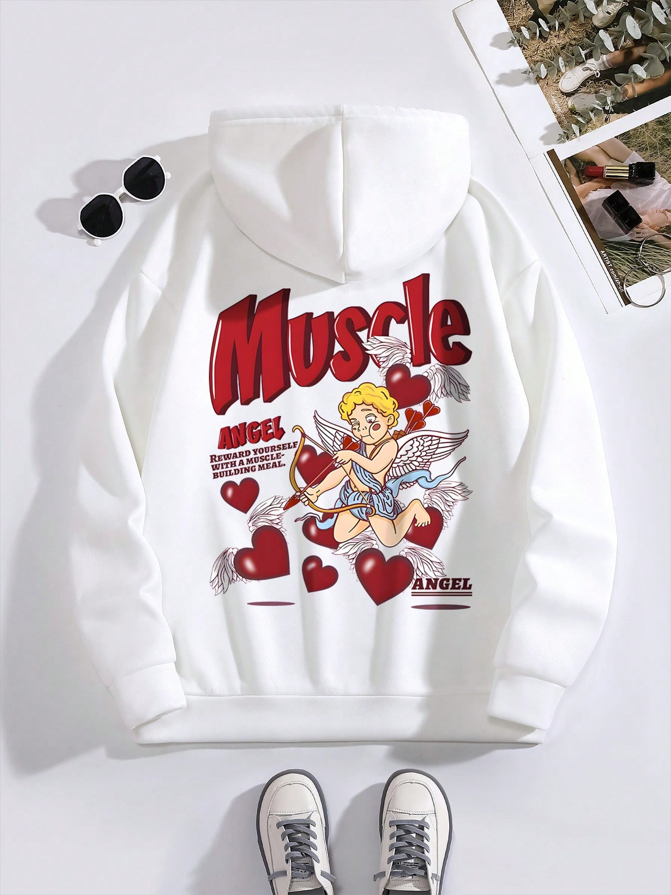 Cartoon Pattern Drawstring Hooded Casual Sweatshirt