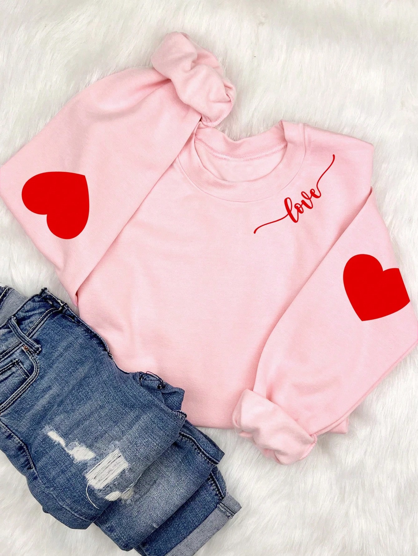 Valentine's Day Heart And Letter Printed Sweatshirt