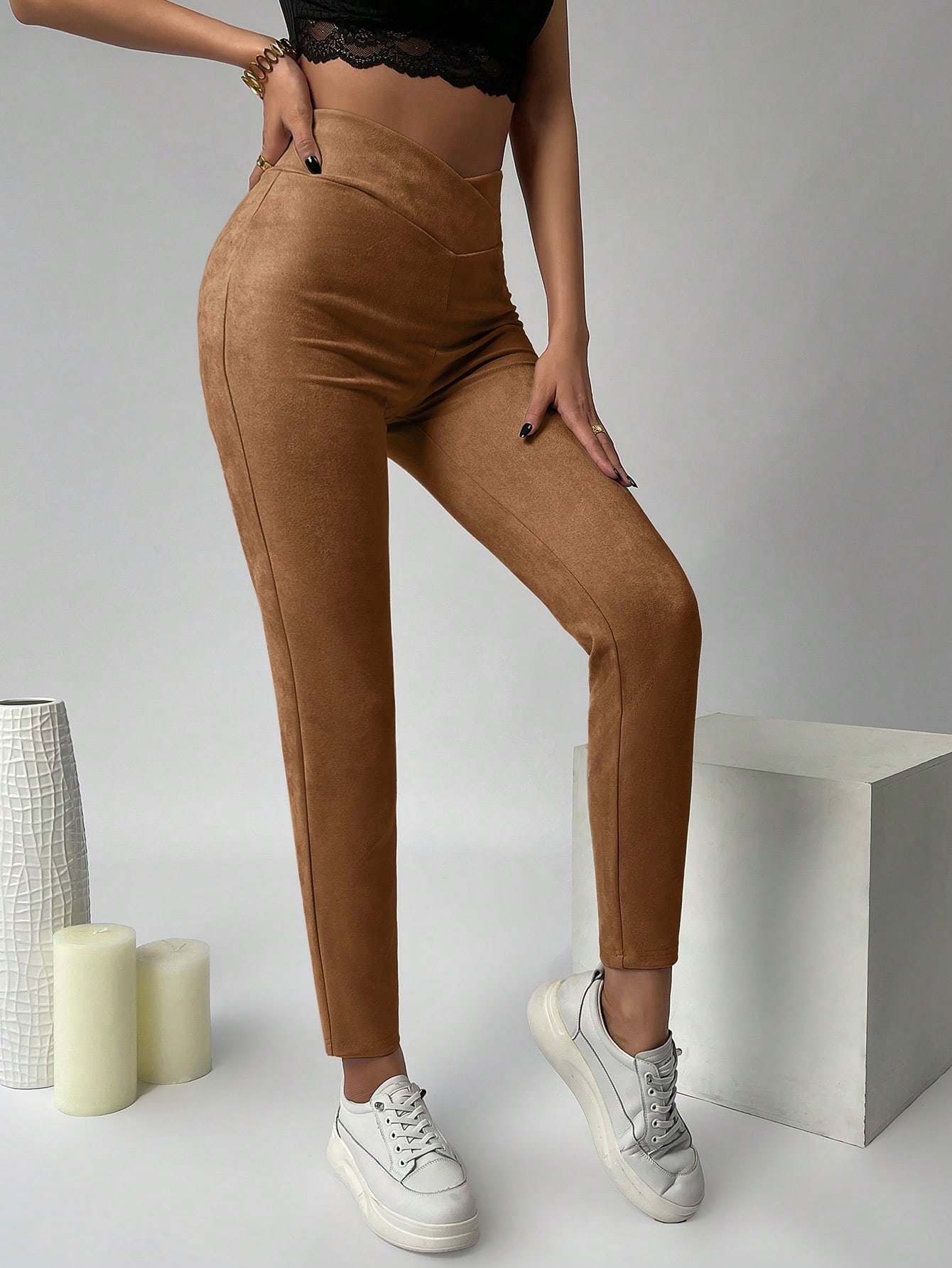 Women's Asymmetrical Waist Long Length Leggings