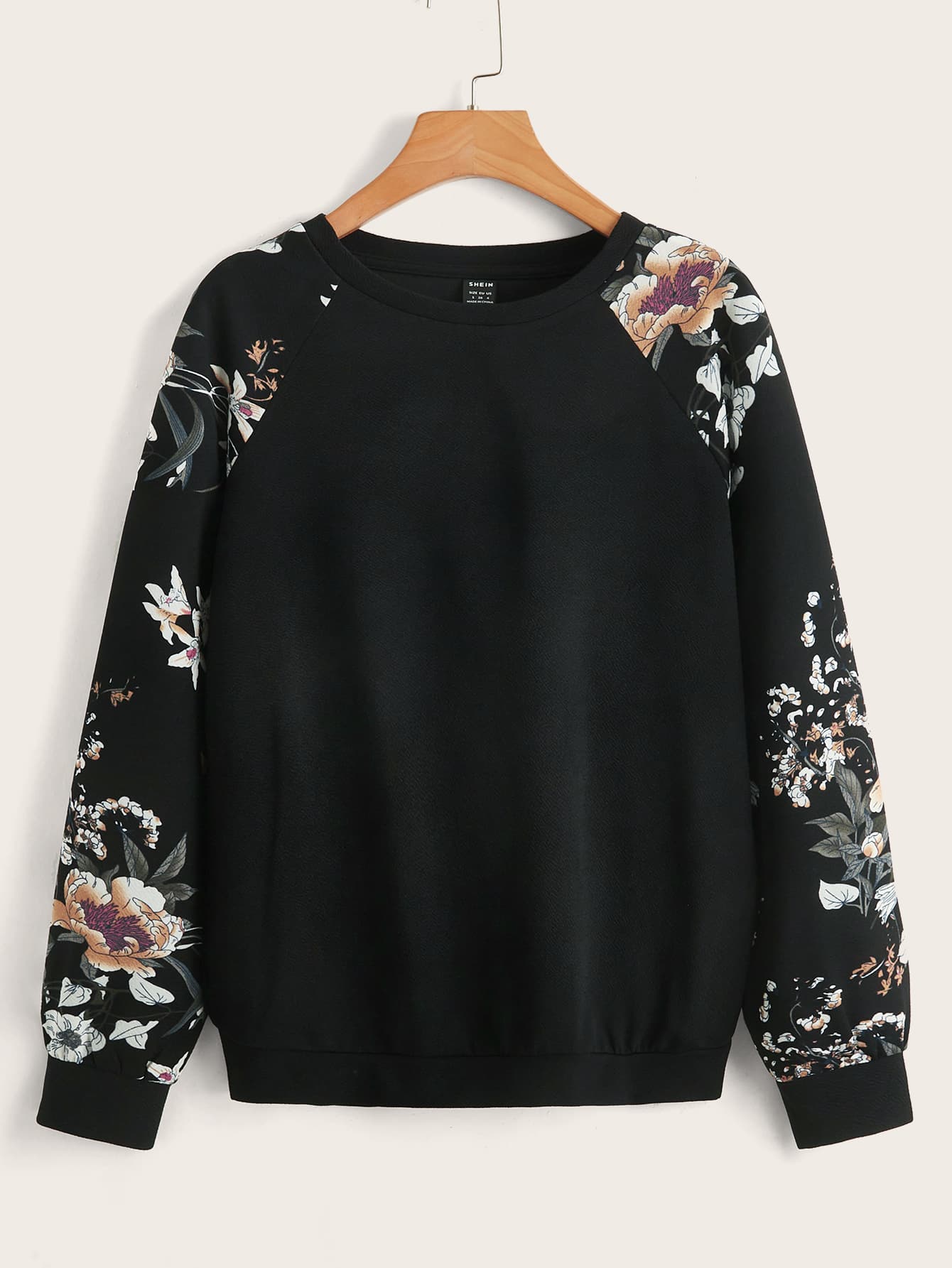 Floral Raglan Sleeve Pullover