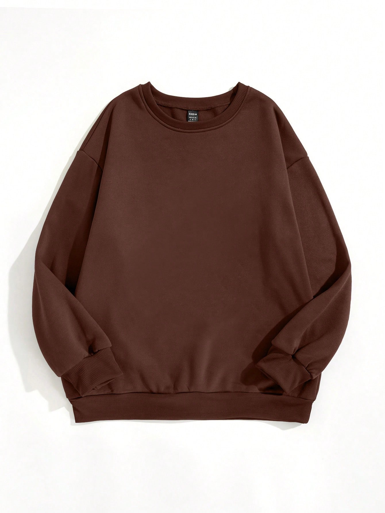 Solid Color Hoodless Round Neck Sweatshirt