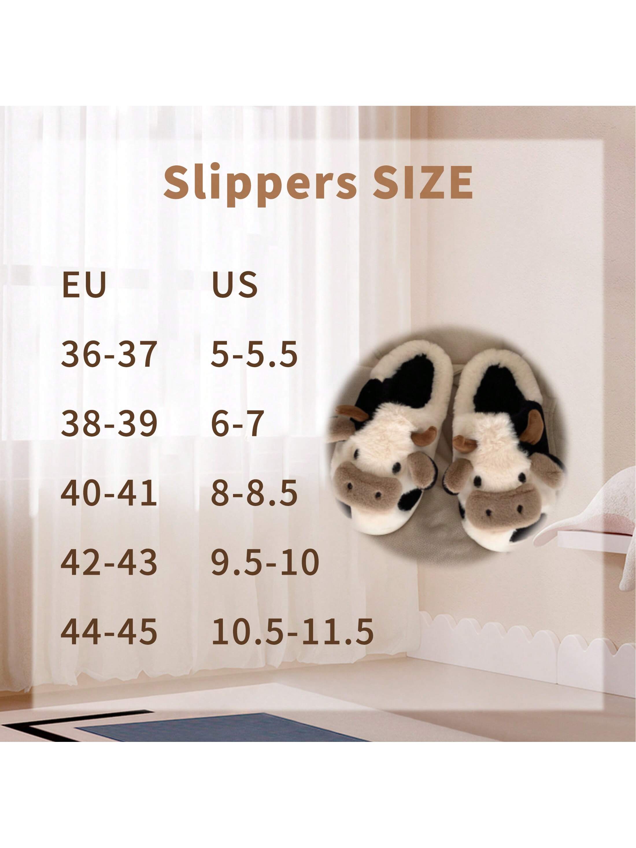 Fuzzy Cow Slippers For Women Cute Cotton Animals House Shoes Fluffy Plush SlippersIndoor Living Room Bedroom