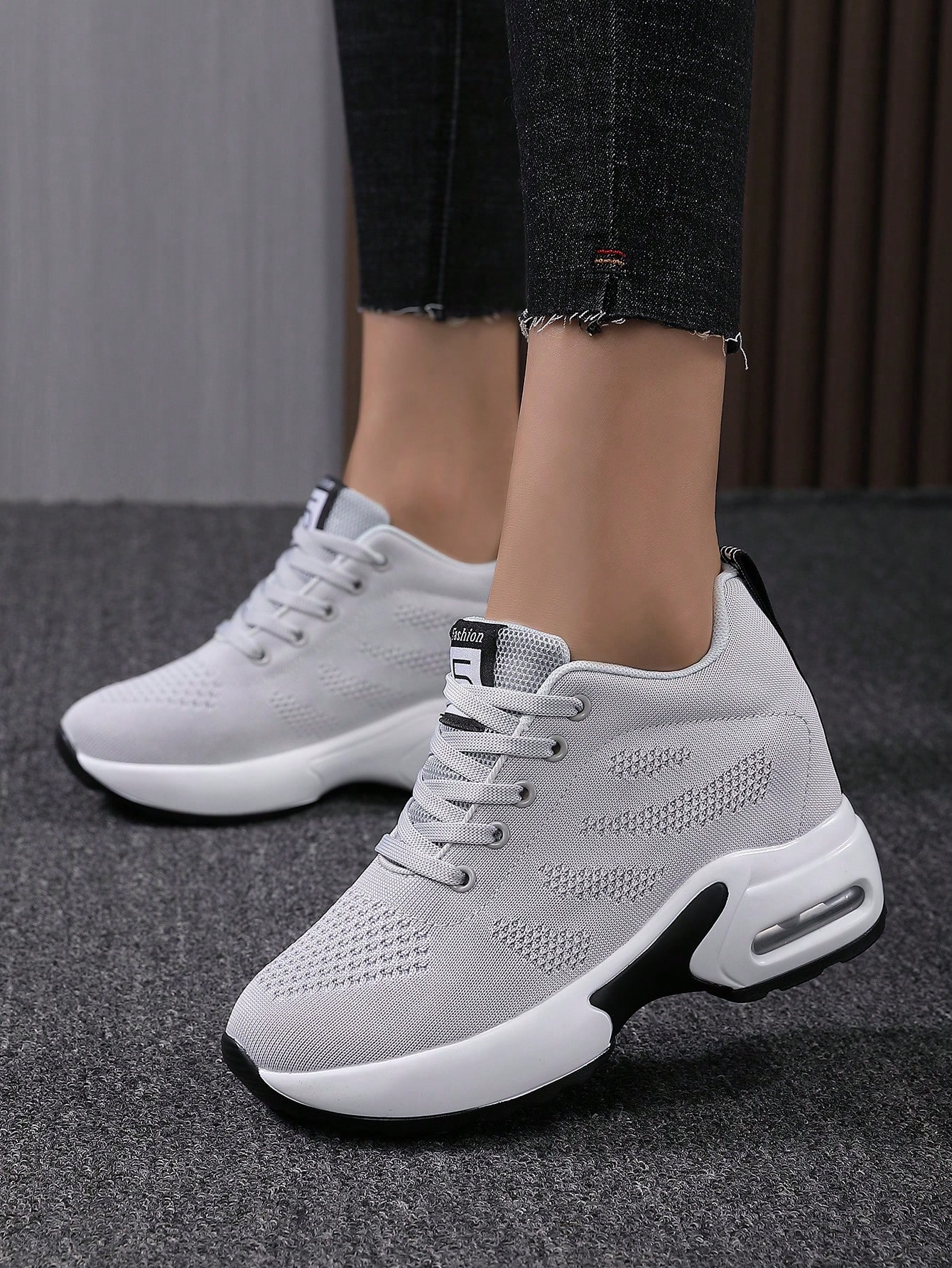 Women's Breathable Mesh Platform Sneakers, Casual Lace Up Outdoor Shoes, Comfortable Low Top Shoes