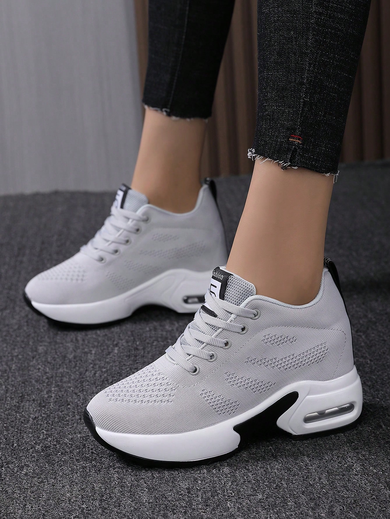 Women's Breathable Mesh Platform Sneakers, Casual Lace Up Outdoor Shoes, Comfortable Low Top Shoes