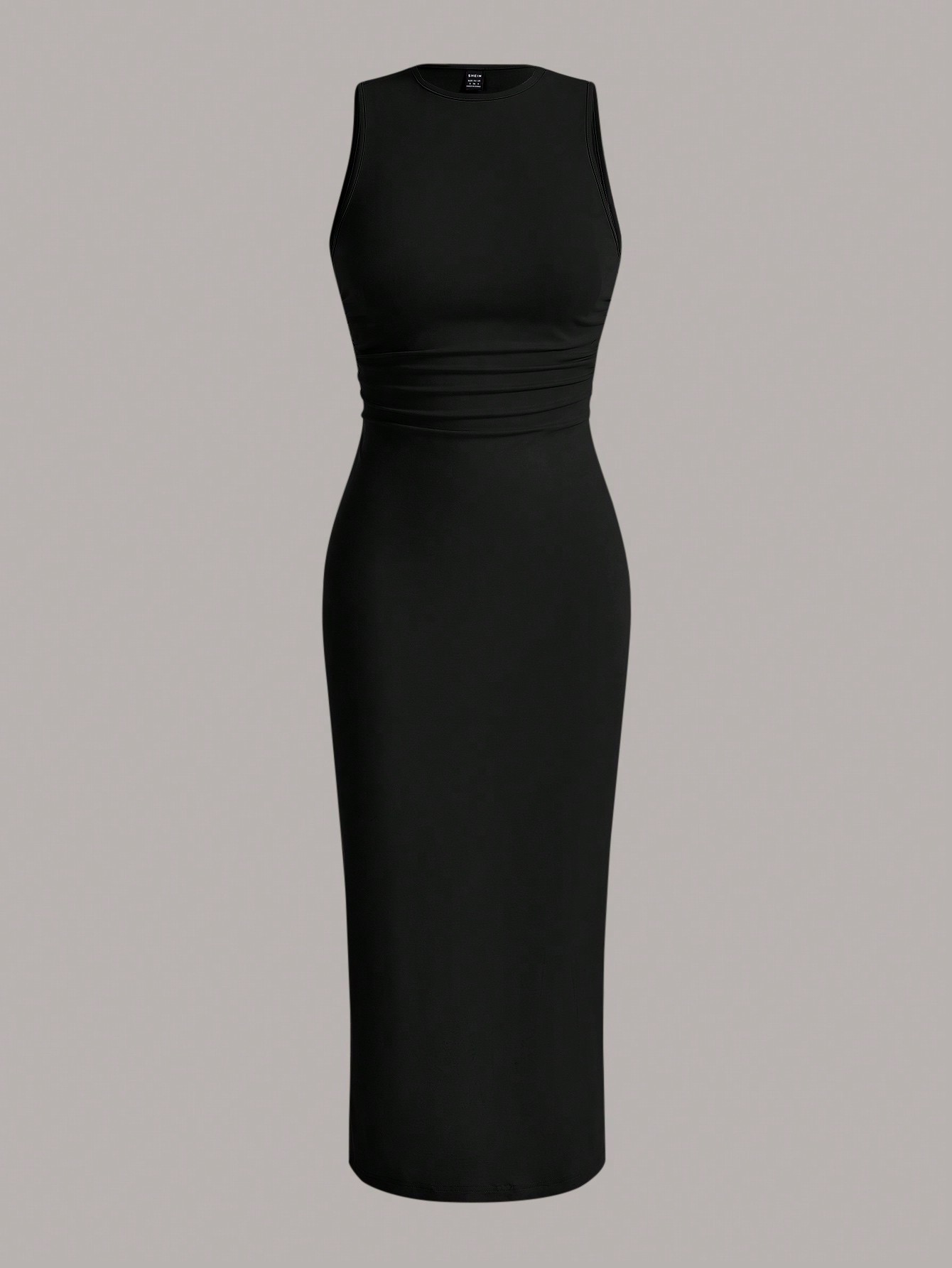 Solid Ruched Waist Tank Dress