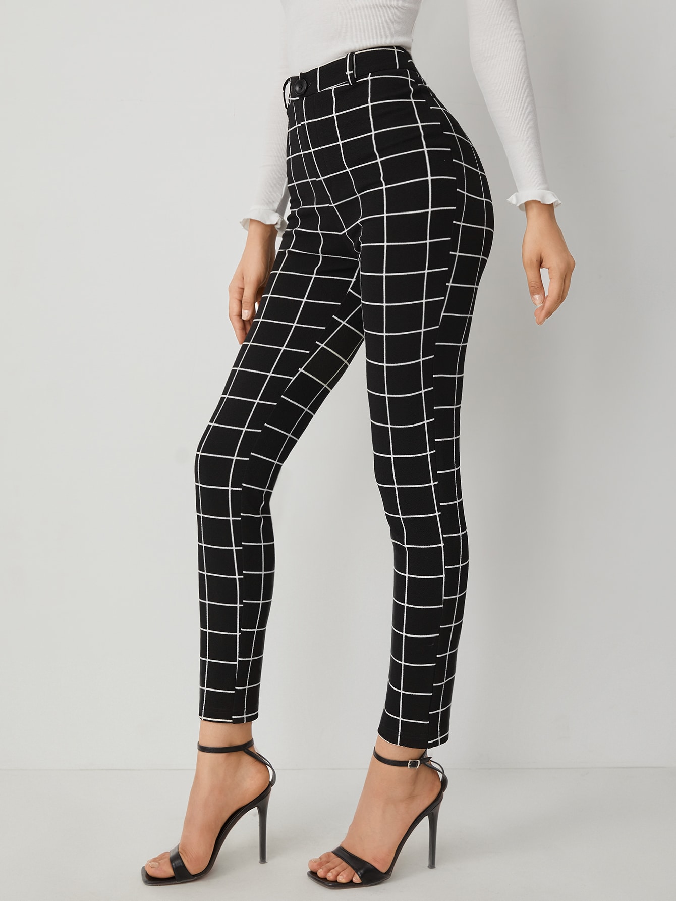 Plaid Print High Waist Pants