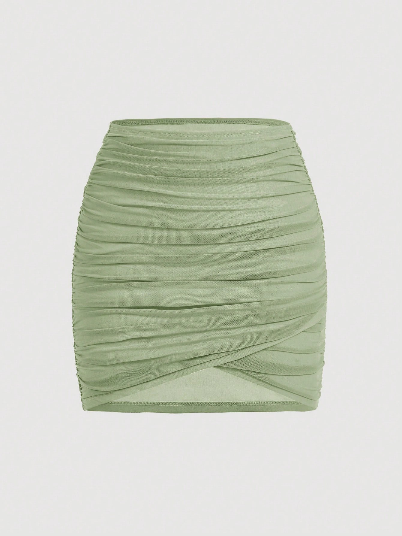 MOD Solid Ruched Wrap Bodycon Skirt