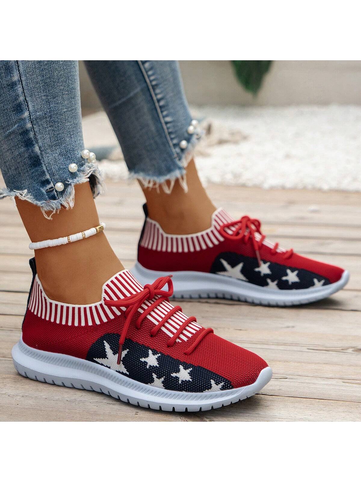 Women's Plus Size Breathable Sporty Flat Shoes, Comfortable, Suitable For Spring, Summer, And Autumn