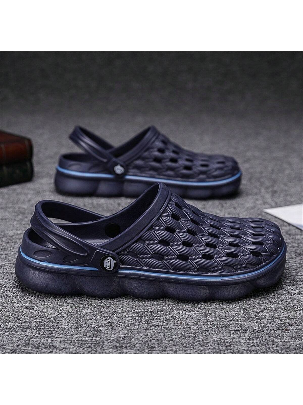 Men's Summer Sandals Toe Cap Beach Hollow Out Shoes Anti-Skid Wear-Resistant Dual-Use Slippers For Driving