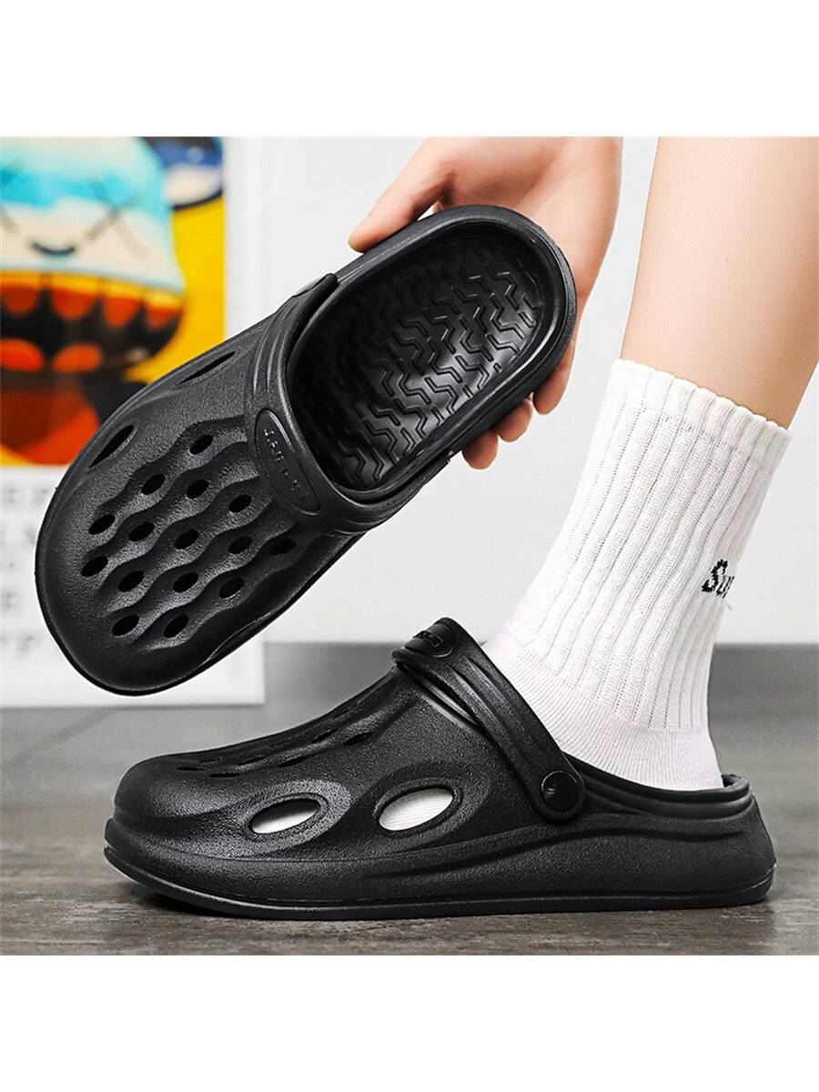 Men's Hollow Out Outdoor Beach Sandals, Anti-Slip, Wear-Resistant, Soft Bottom Slippers