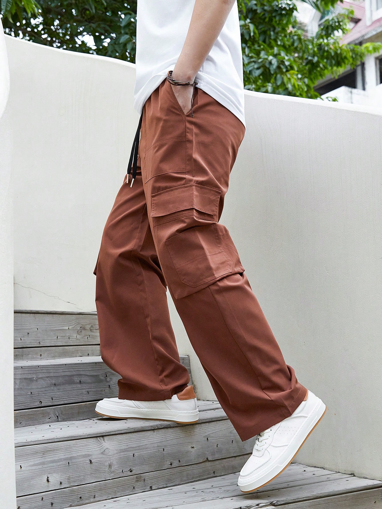 Manfinity Homme Men'S Drawstring Waist Cargo Pants