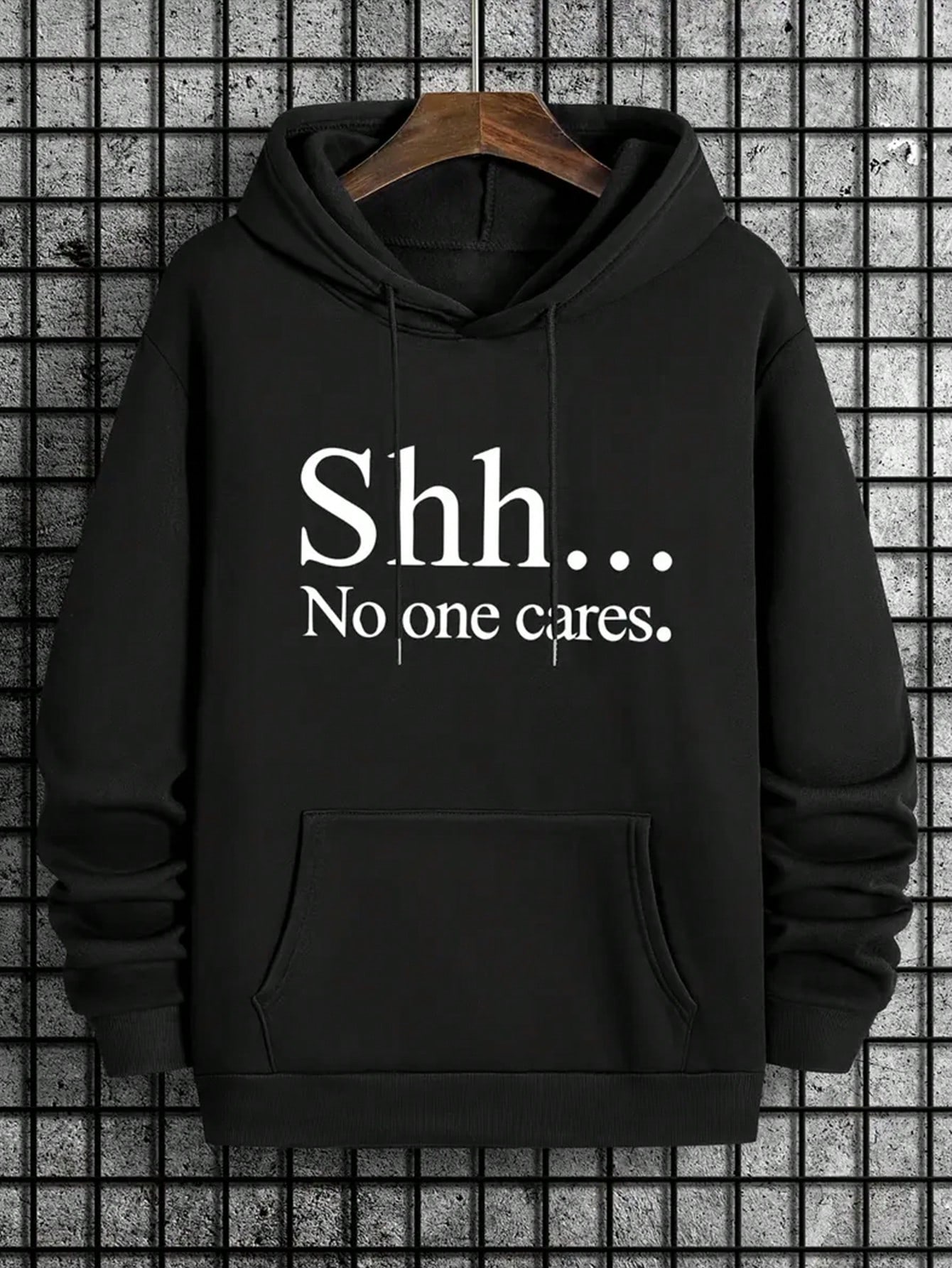 Men's Slogan Pattern Hoodie With Kangaroo Pocket