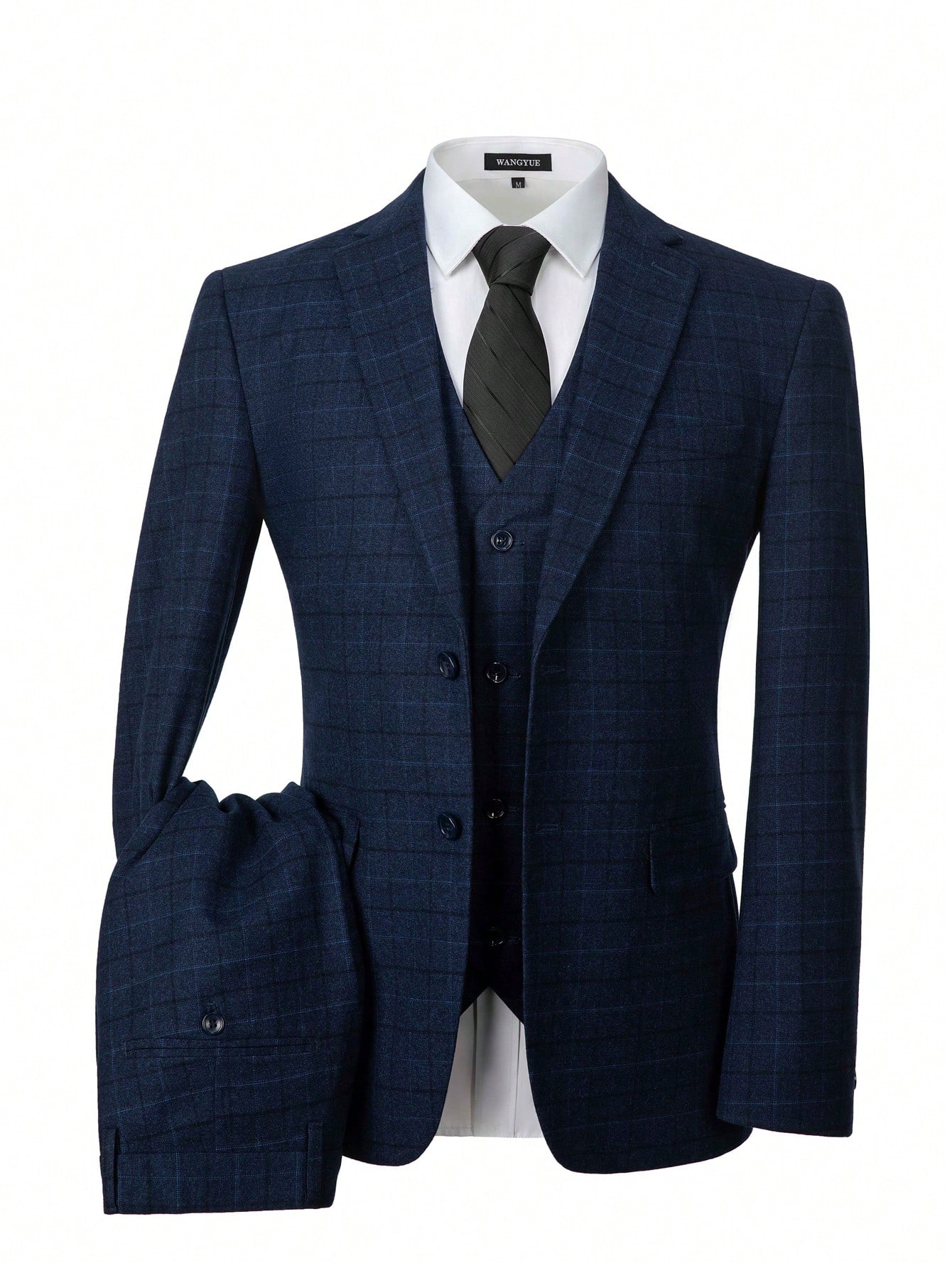 Men's Plaid Three-Piece Suit: Vest And Pants