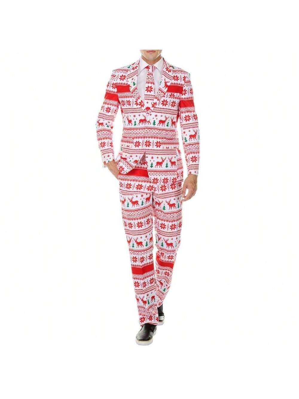 Braveman Men's Classic Fit Ugly Christmas Suits With Matching Tie