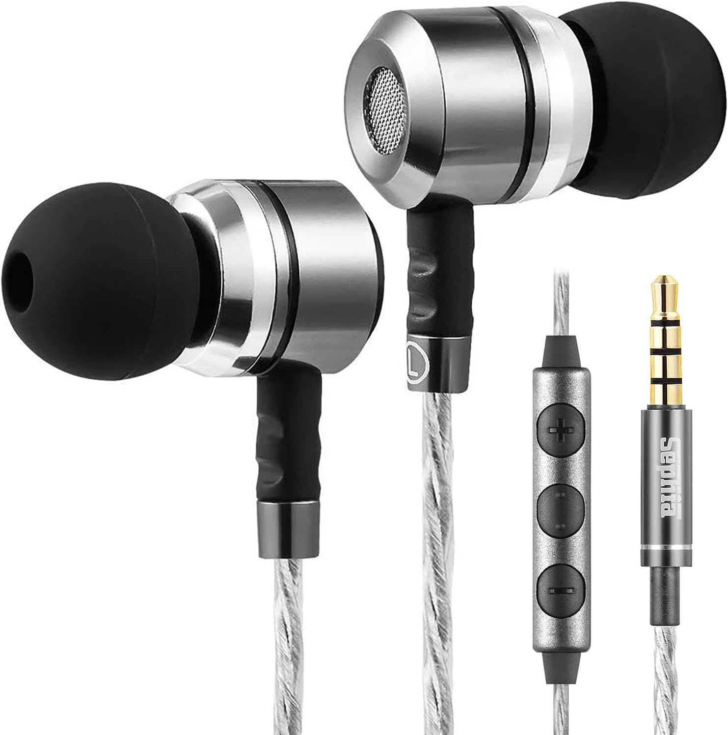 sephia Sp3060VC Earbuds Wired in Ear Headphones with Microphone Noise Isolating Ear Bud Tips Enhanced Bass Case 3.5mm Earphone J