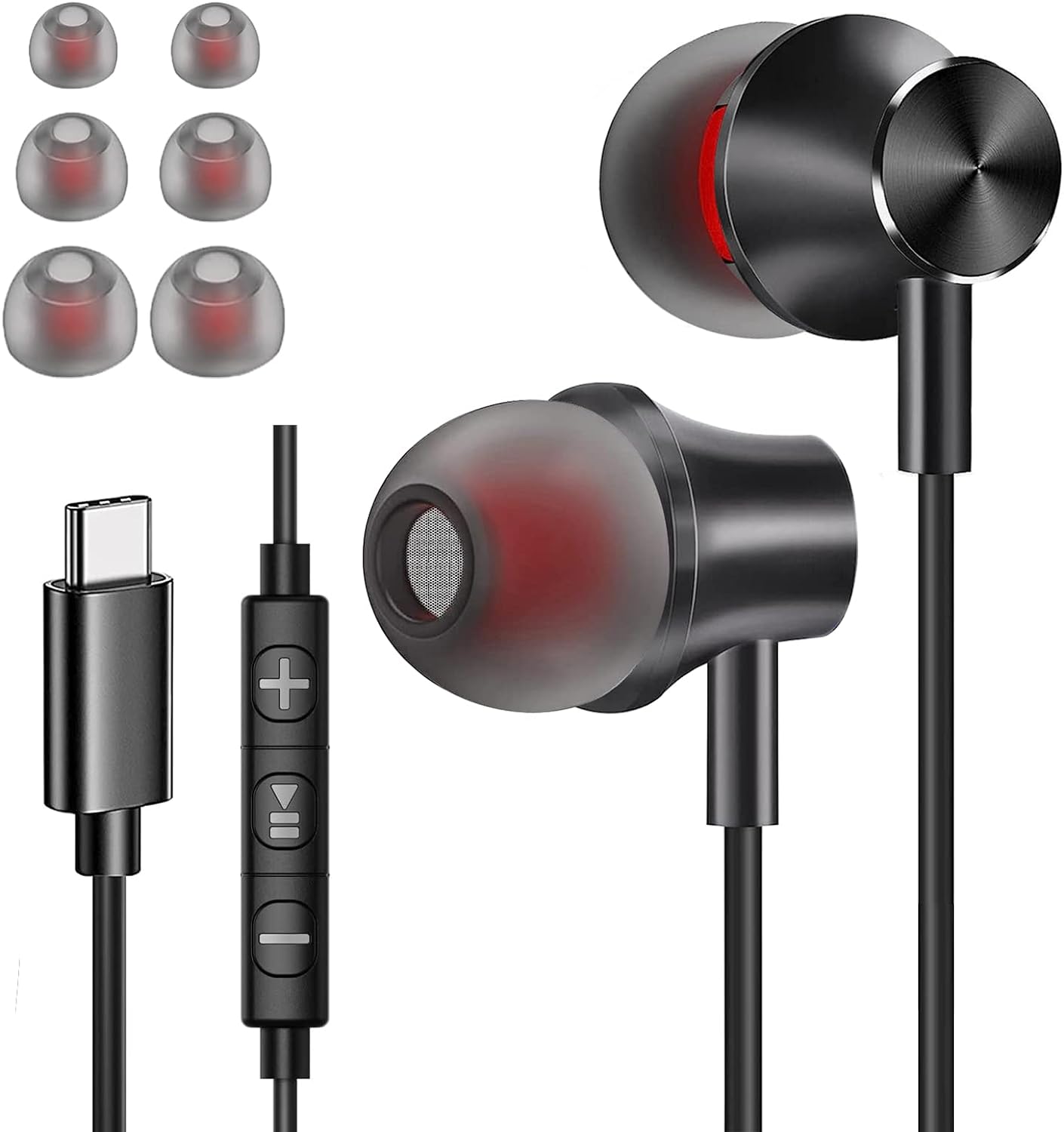 USB C Headphones Wired Earbuds for Samsung Galaxy S23 Ultra 5G S21 S20 S22 A53 Note 20 Type C in-Ear Earphones with Microphone M