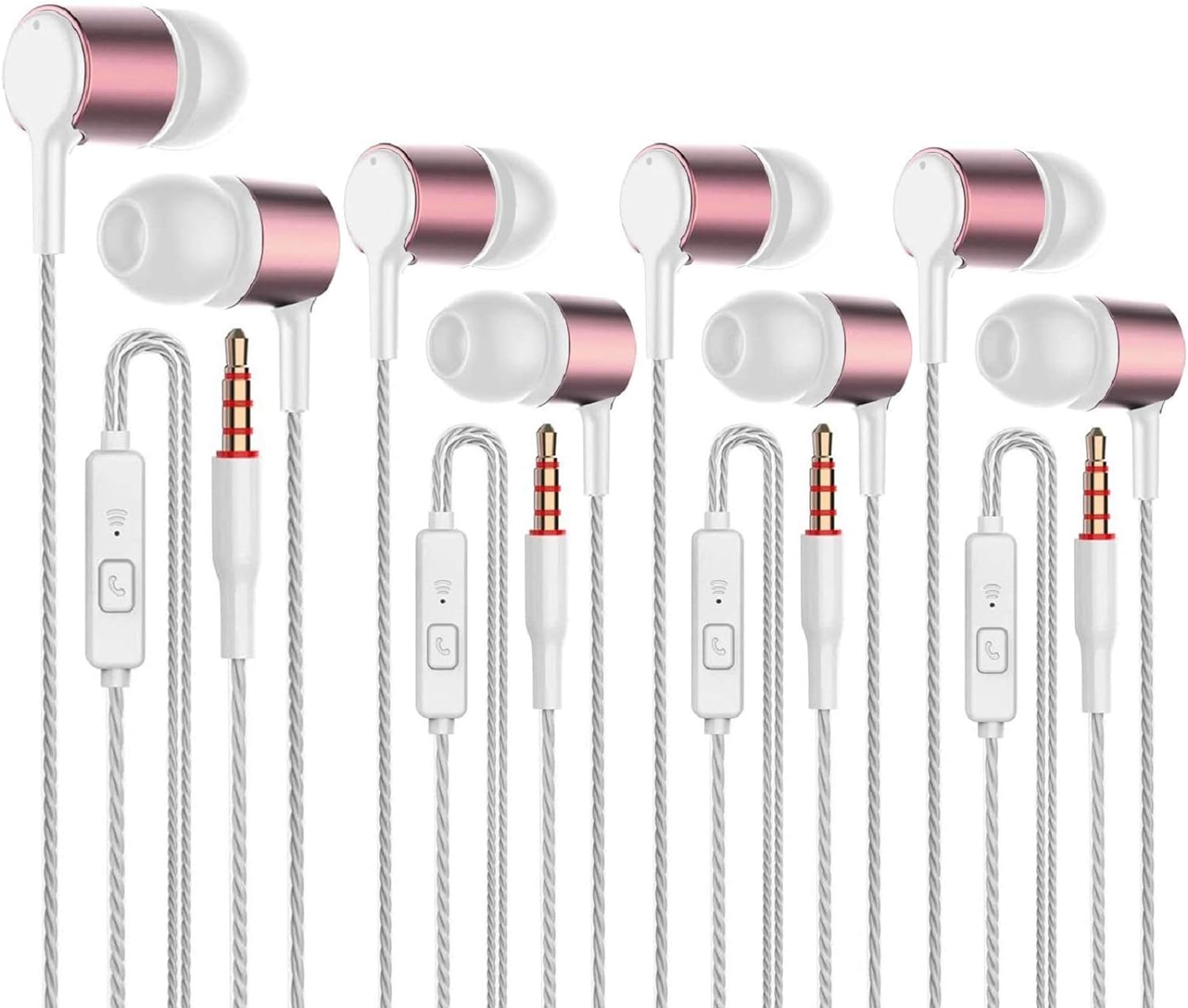 GIEEU 4 Pairs Earbud Headphones with Remote & Microphone in Ear Earphone Stereo Sound Noise Isolating Tangle Free,Fits All 3.5mm