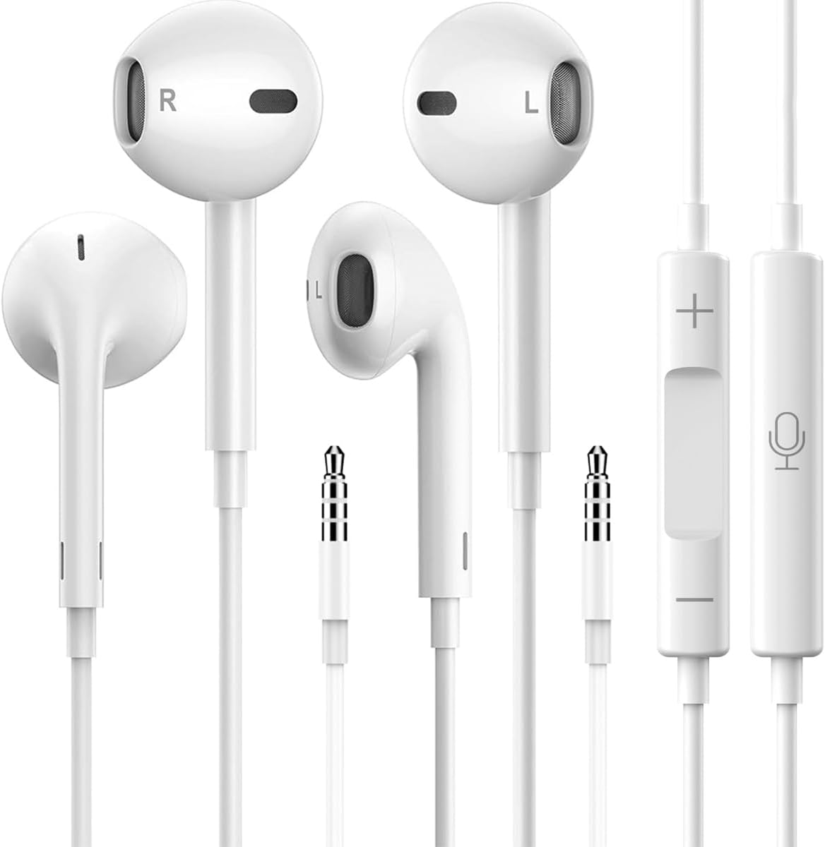 2 Pack-Apple Earbuds Headphones with 3.5mm Plug [Apple MFi Certified] Built-in Microphone & Volume Control in Ear Wired Earphone